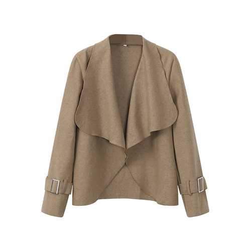 Elegant Women Irregular Pure Color Lapel Long Sleeve Short Jacket