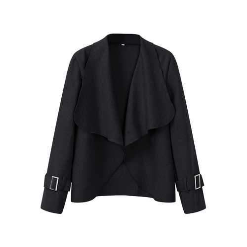 Elegant Women Irregular Pure Color Lapel Long Sleeve Short Jacket