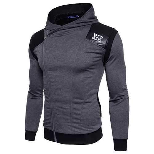 Fashion Zipper Design Stitching Hoodies Sweatshirts