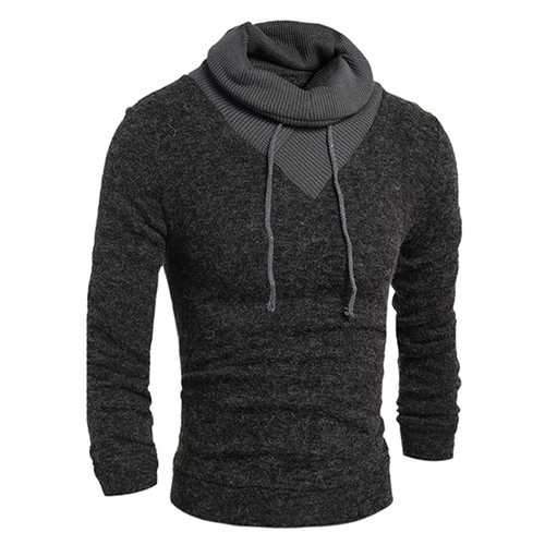 Mens Hoodie Color Stitching Pullover Winter Sportswear Long Sleeve Sweater Casual Shirt