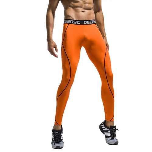 Mens Fashion Line Running High-elastic Tight Pants Fitness Pants Quick-drying Basketball Leggings