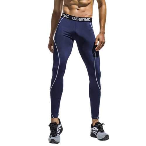 Mens Fashion Line Running High-elastic Tight Pants Fitness Pants Quick-drying Basketball Leggings