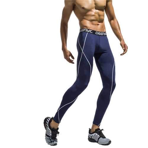 Mens Fashion Line Running High-elastic Tight Pants Fitness Pants Quick-drying Basketball Leggings