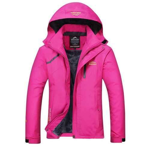 Outdoor Women Casual Thicken Waterproof Windproof Fleece Mountaineer Sport Jackets