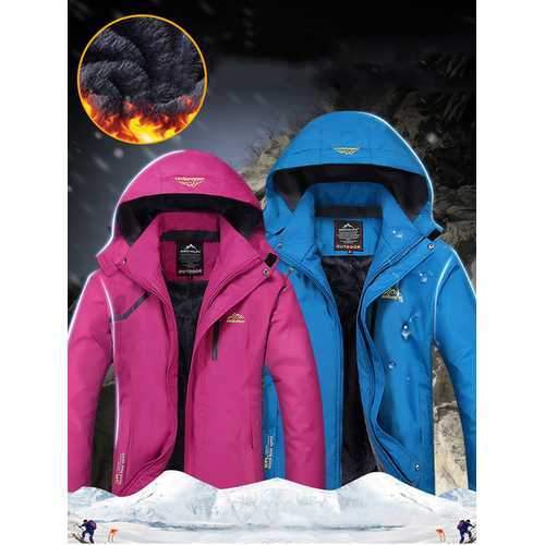 Outdoor Women Casual Thicken Waterproof Windproof Fleece Mountaineer Sport Jackets