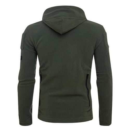 Men's Outdoor Tactical Fleece Warm Hoodies Jacket Casual Multi Head Zipper Hand Hole Sweater