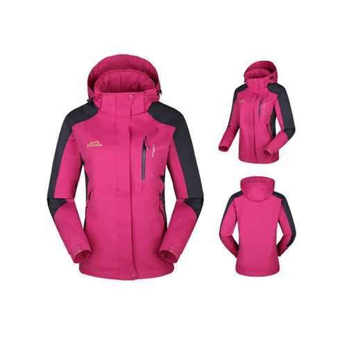 M-5XL Womens Outdoor Waterproof Windproof Detachable Hooded Climbing Jackets