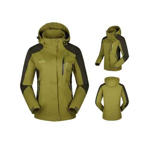 M-5XL Womens Outdoor Waterproof Windproof Detachable Hooded Climbing Jackets