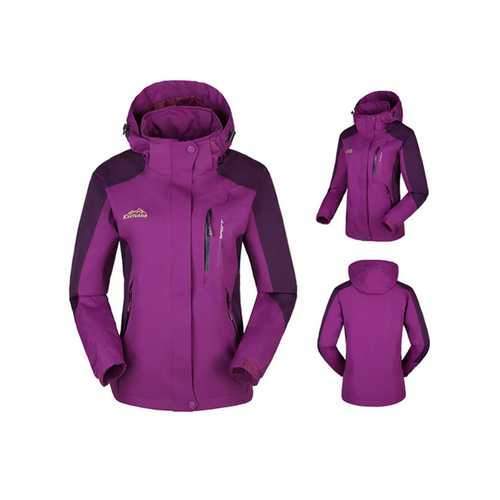 M-5XL Womens Outdoor Waterproof Windproof Detachable Hooded Climbing Jackets