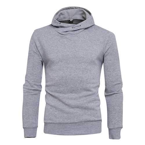 Men's Casual Pure Color Warm Hoodies Fashion Regular Fit Sports Sweatshirt Tops