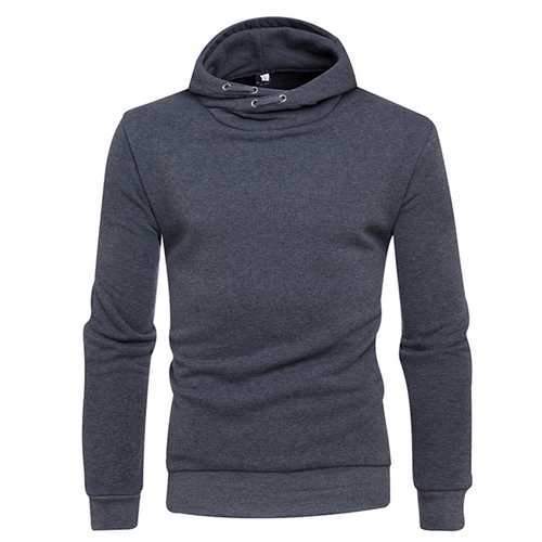 Men's Casual Pure Color Warm Hoodies Fashion Regular Fit Sports Sweatshirt Tops