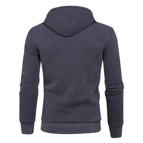 Men's Casual Pure Color Warm Hoodies Fashion Regular Fit Sports Sweatshirt Tops