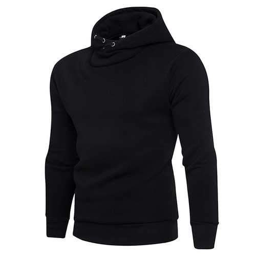 Men's Casual Pure Color Warm Hoodies Fashion Regular Fit Sports Sweatshirt Tops