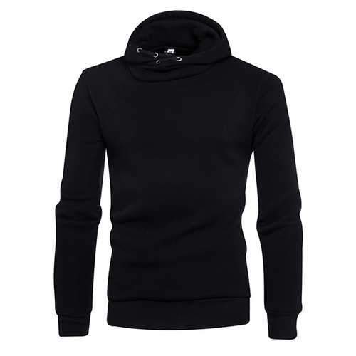 Men's Casual Pure Color Warm Hoodies Fashion Regular Fit Sports Sweatshirt Tops