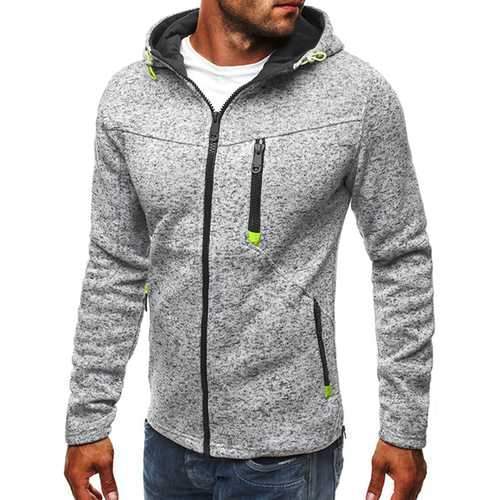 Sports Leisure Jacquard Fleece Cardigan Zip Up Thick Hooded