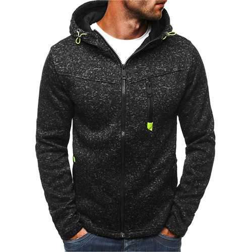 Sports Leisure Jacquard Fleece Cardigan Zip Up Thick Hooded