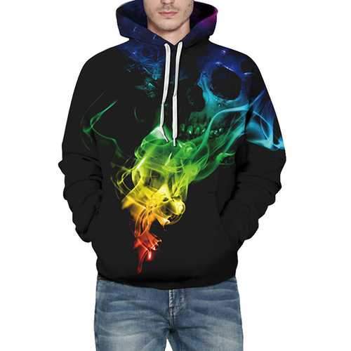 Unisex Fashion Skull Digital Printing Sportswears Hoodies