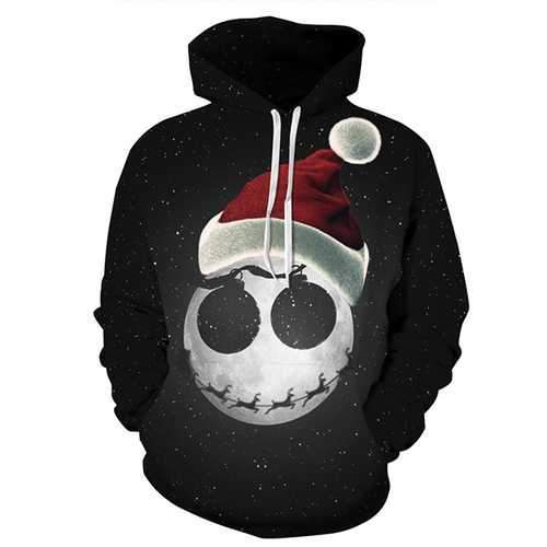 Christmas Hat Digital Floral Printing Hooded Sportswear