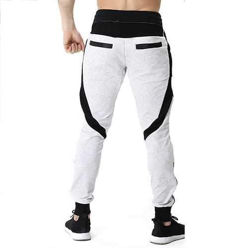 Men's Casual Stitching Color Slim Fit Joggers Sport Pants