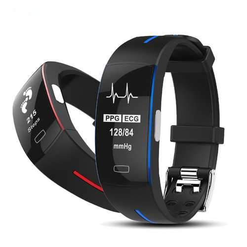 Bakeey P3 ECG+PPG Blood Pressure Heart Rate IP67 waterpoof Pedometer Sports Fitness Smart Bracelet