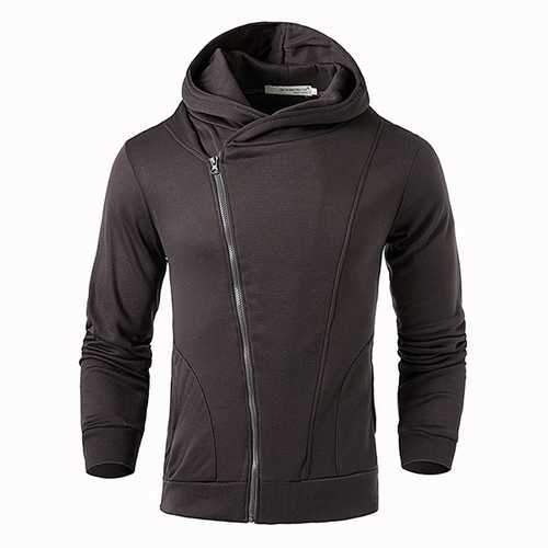 Mens Zip Up Pure Color Soft Sport Hoodies Sweatshirts