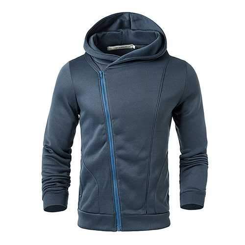 Mens Zip Up Pure Color Soft Sport Hoodies Sweatshirts