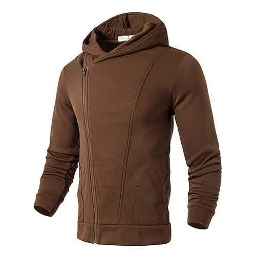 Mens Zip Up Pure Color Soft Sport Hoodies Sweatshirts