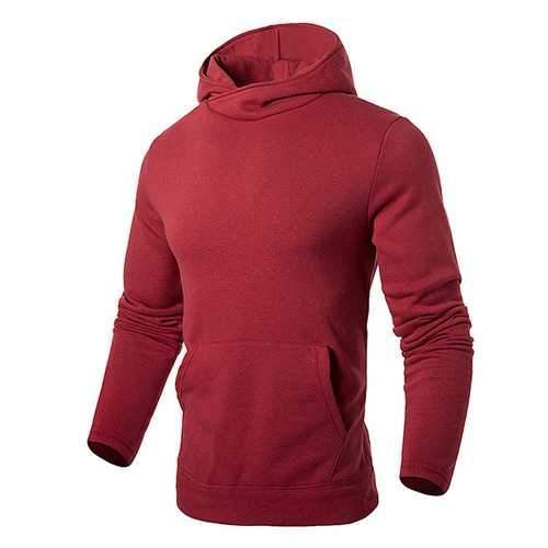 Solid Color Casual Cotton Long Sleeve Hoodies