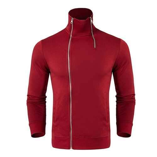 Men's Fashion Double Zipper Stand Collar Sweatshirt