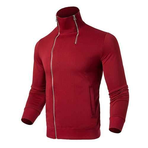 Men's Fashion Double Zipper Stand Collar Sweatshirt