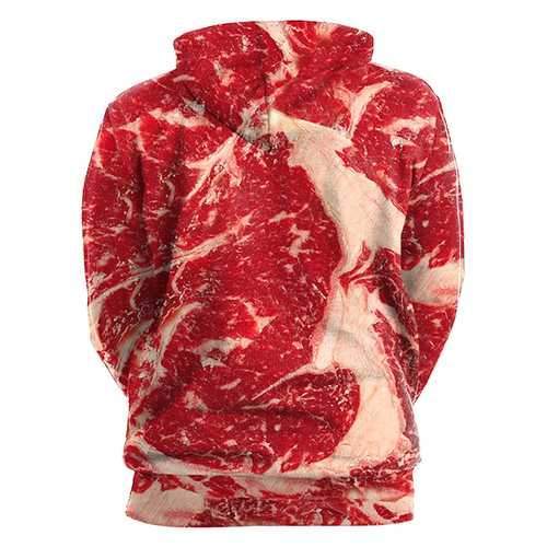 Unisex Fun Meat 3D Printed Loose Hooded Sweater