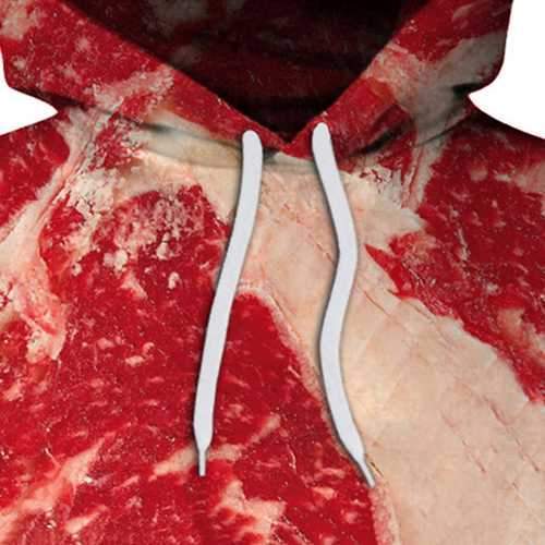 Unisex Fun Meat 3D Printed Loose Hooded Sweater