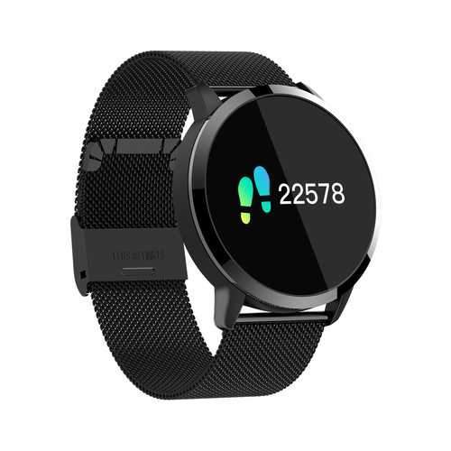 [New Color Updated] Newwear Q8 Stainless Steel 0.95 inch OLED Color Screen Blood Pressure Heart Rate Smart Watch