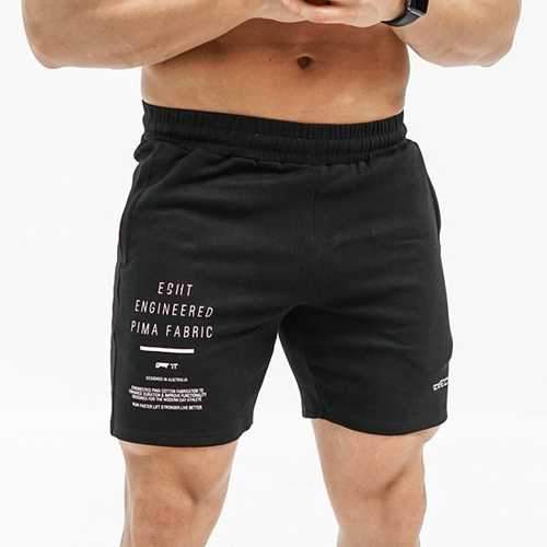 Mens Cotton Moisture Wicking Letters Printing Sports Shorts