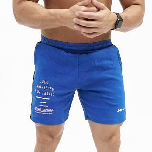 Mens Cotton Moisture Wicking Letters Printing Sports Shorts