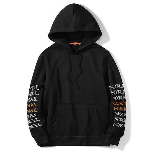 Men Letter Print Drawstring Sports Hoodies Sweatshirt