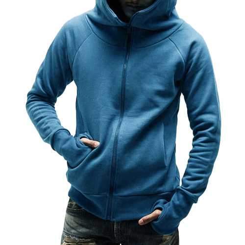 Autumn Cotton Loose Zipper Hooded Sweatshirt for Men