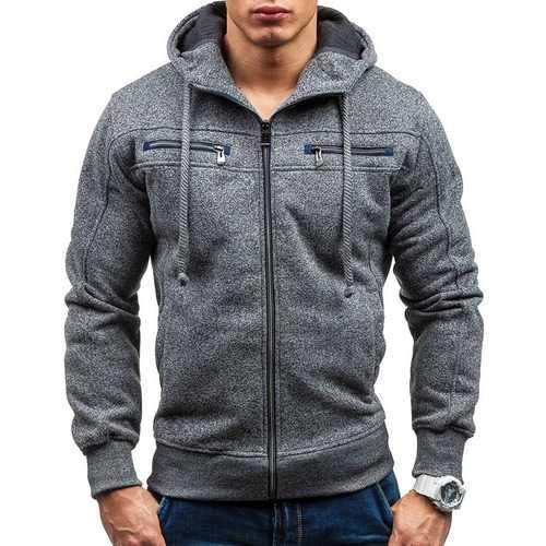 Men's Cotton Double Zipper Decoration Casual Sweatshirts