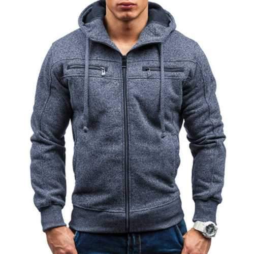 Men's Cotton Double Zipper Decoration Casual Sweatshirts