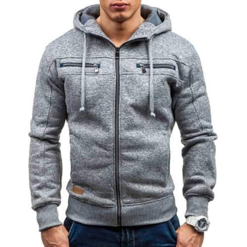 Men's Cotton Double Zipper Decoration Casual Sweatshirts