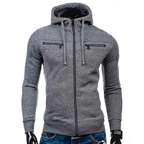 Men's Cotton Double Zipper Decoration Casual Sweatshirts