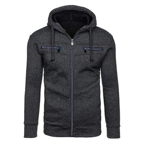 Men's Cotton Double Zipper Decoration Casual Sweatshirts