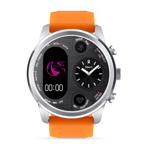 Bakeey T3 Dual Time Zone Heart Rate Multi-language Reject Button Analog Charging Dock Smart Watch