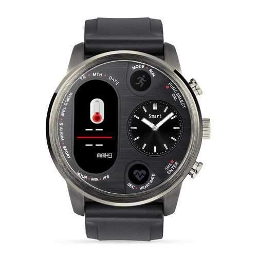 Bakeey T3 Dual Time Zone Heart Rate Multi-language Reject Button Analog Charging Dock Smart Watch