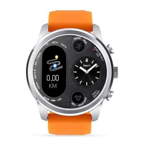 Bakeey T3 Dual Time Zone Heart Rate Multi-language Reject Button Analog Charging Dock Smart Watch