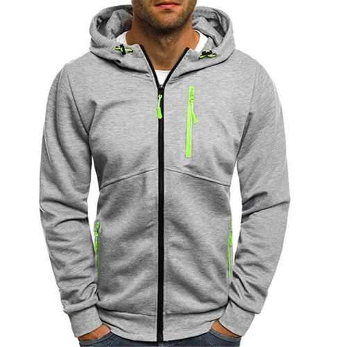 Men's Slim Multi Zipper Decorative Hoodies Sweatshirts