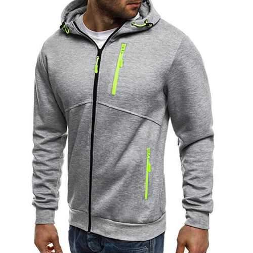 Men's Slim Multi Zipper Decorative Hoodies Sweatshirts