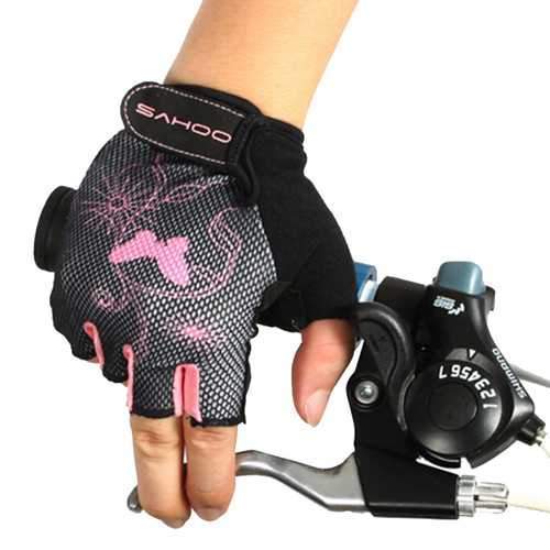 SAHOO Female Half Finger Cycling Glove Bike Gauntlets Bicycle Mitten